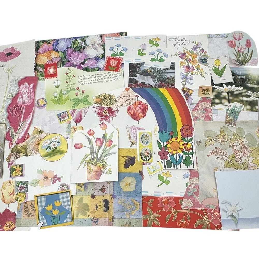 VTG Spring Flowers Floral Ephemera Lot Junk Journals Scrapbook Decoupage 50+‎